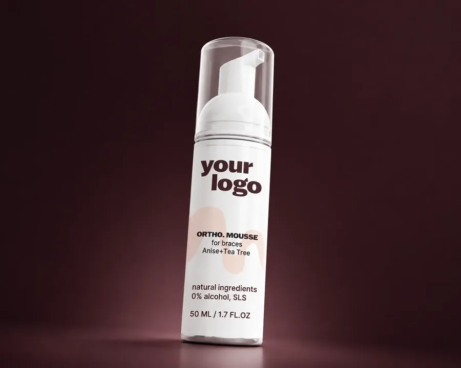 Orthodontic mousse with a 'your logo' label