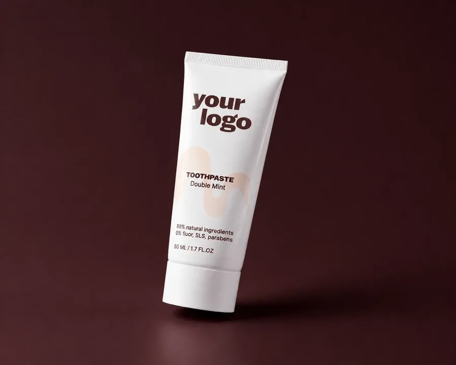 Toothpaste with a 'your logo' label