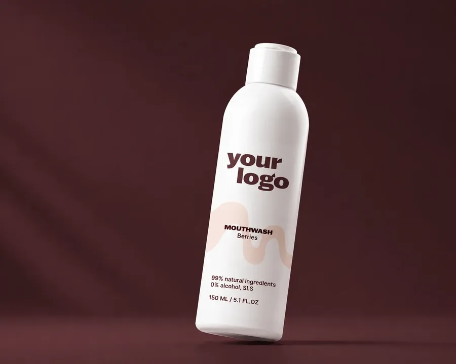 Mouthwash with a 'your logo' label