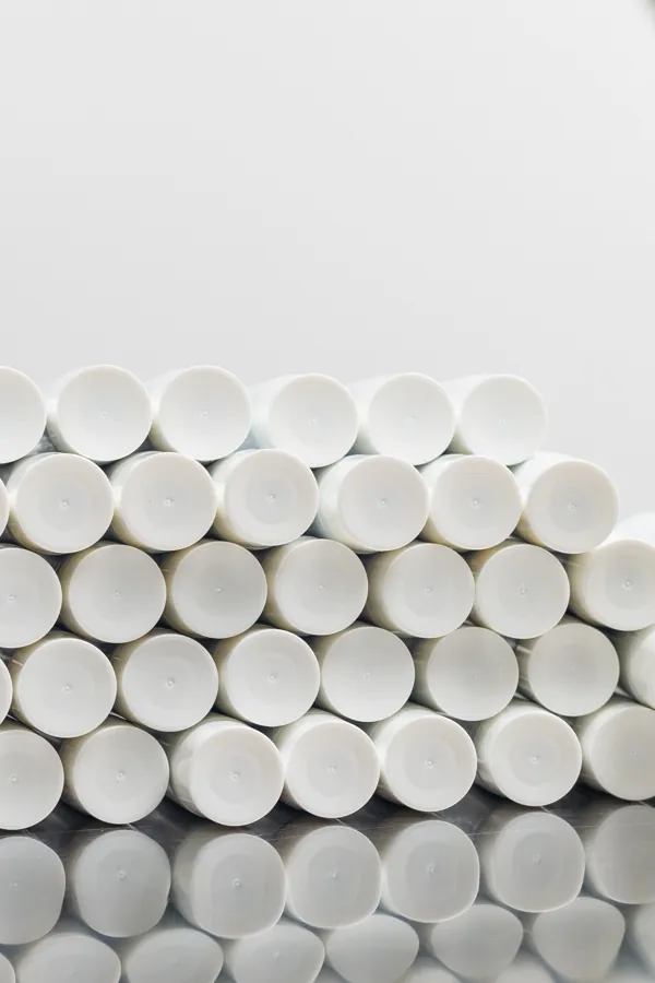 White tubes before the client's design is applied