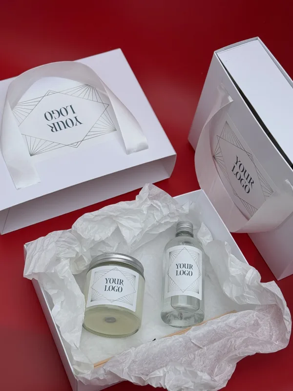 Gift set with a 'your logo' label